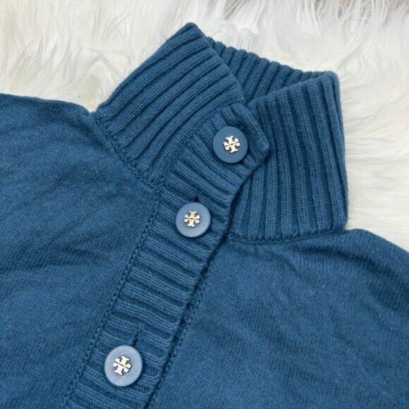 TORY BURCH Mock Neck Knit Sweater Womens XS Wool Cashmere Blend Winter Nautical - Picture 4 of 11